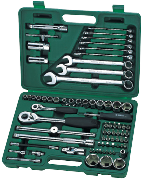 SATA 09519 Dr. Socket Wrench Set 76pc, 1/4"&1/2", 8kg, Metric,